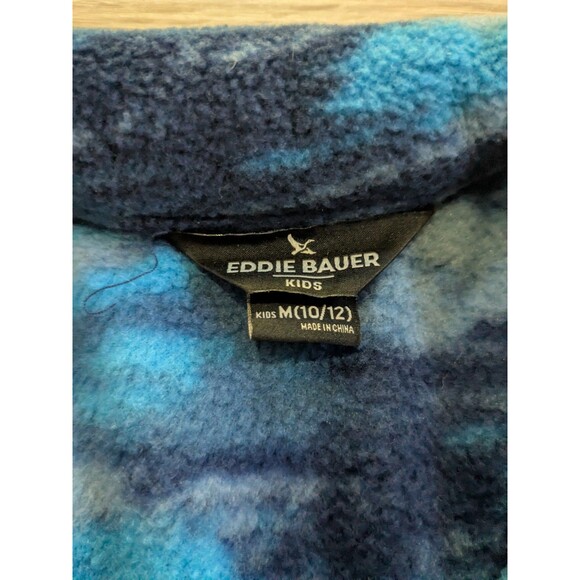 Eddie Bauer Kids Blue Camo Fleece Full-zip Jacket Youth Boys Size M 10-12 - Picture 2 of 6